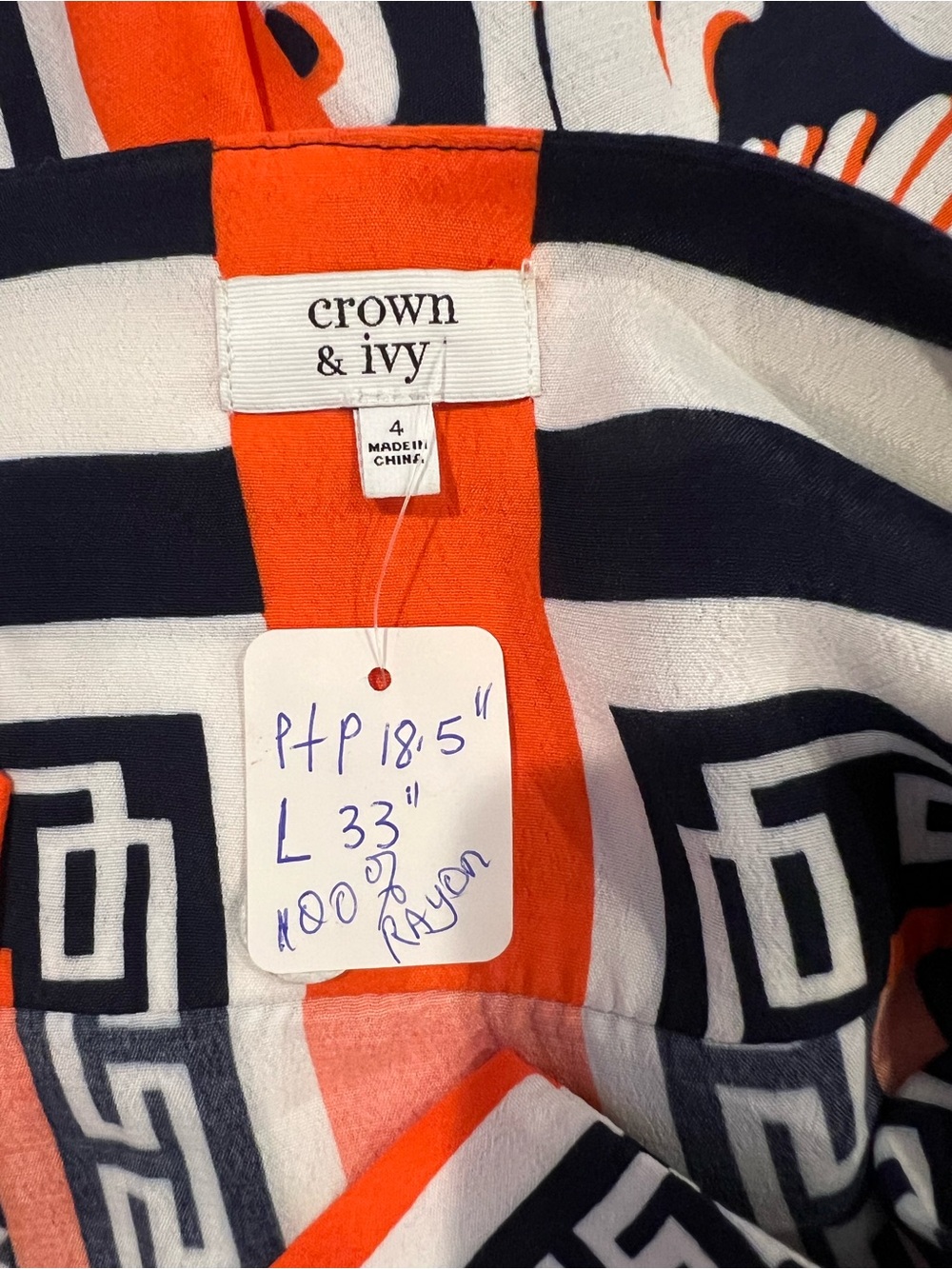 Orange & Navy Printed Shift Dress - Picture 8 of 8